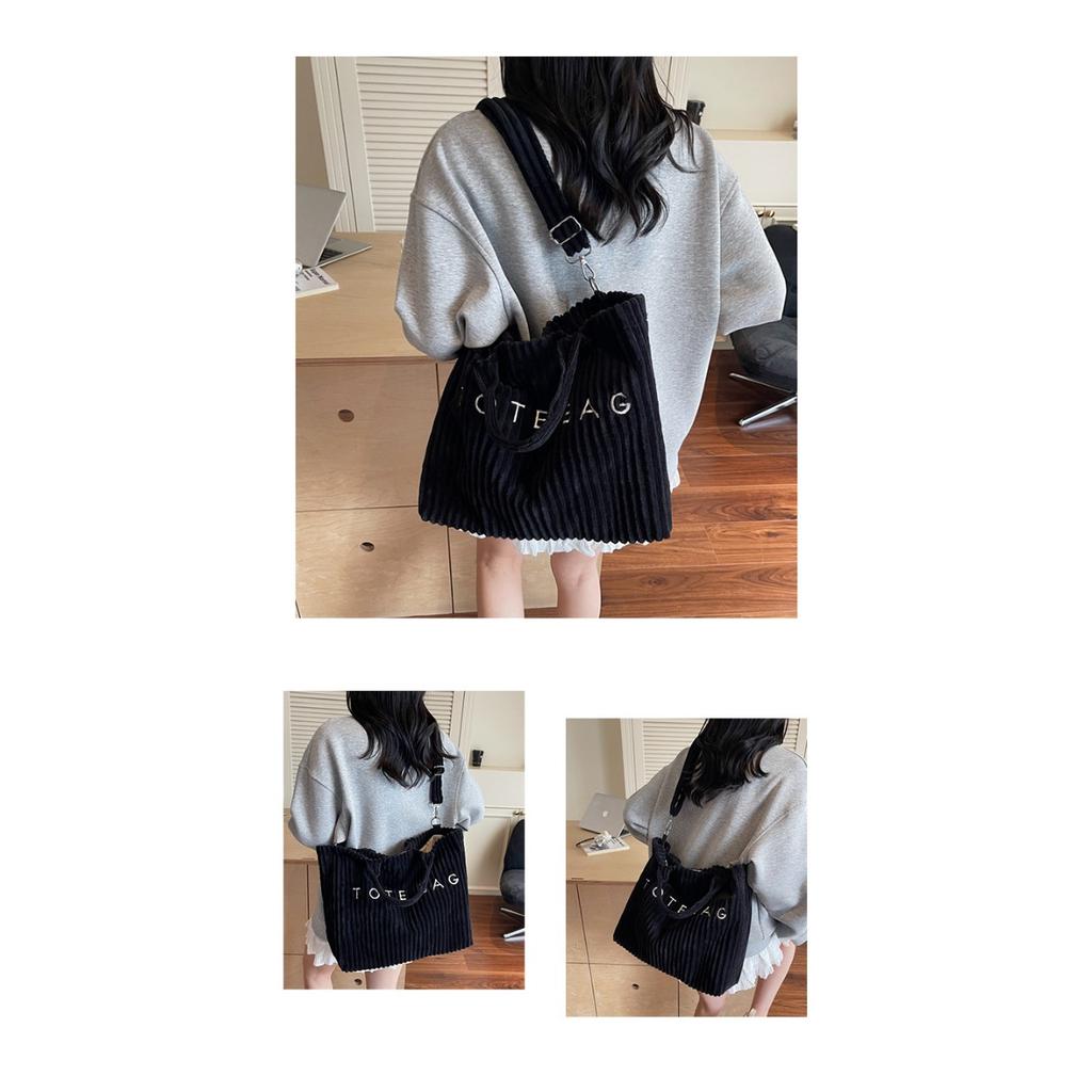 Вместительная сумка через плечо, Женская сумка через плечо, Популярная и универсальная женская сумка из полосатого бархата, Сумка-тоут для переноски писем