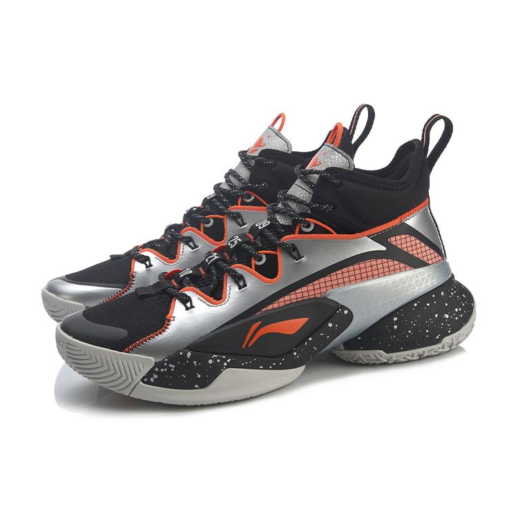 Li Ning Power 7 Премиальная амортизация Устойчивые к истиранию Нескользящие Высокие Баскетбольные кроссовки Мужские Черный Серебристый ABAQ071-4