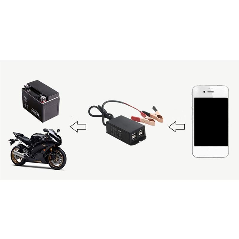 Автомобильный USB-концентратор для мотоцикла, зарядная станция для телефона, преобразователь постоянного тока с зажимом для аккумулятора, 4 USB-порта, адаптер питания
