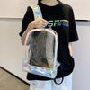 Прозрачный ПВХ рюкзак женский желе полосатый пэчворк лазерный школьный сумка модный рюкзак для ученика средней школы пляжная сумка