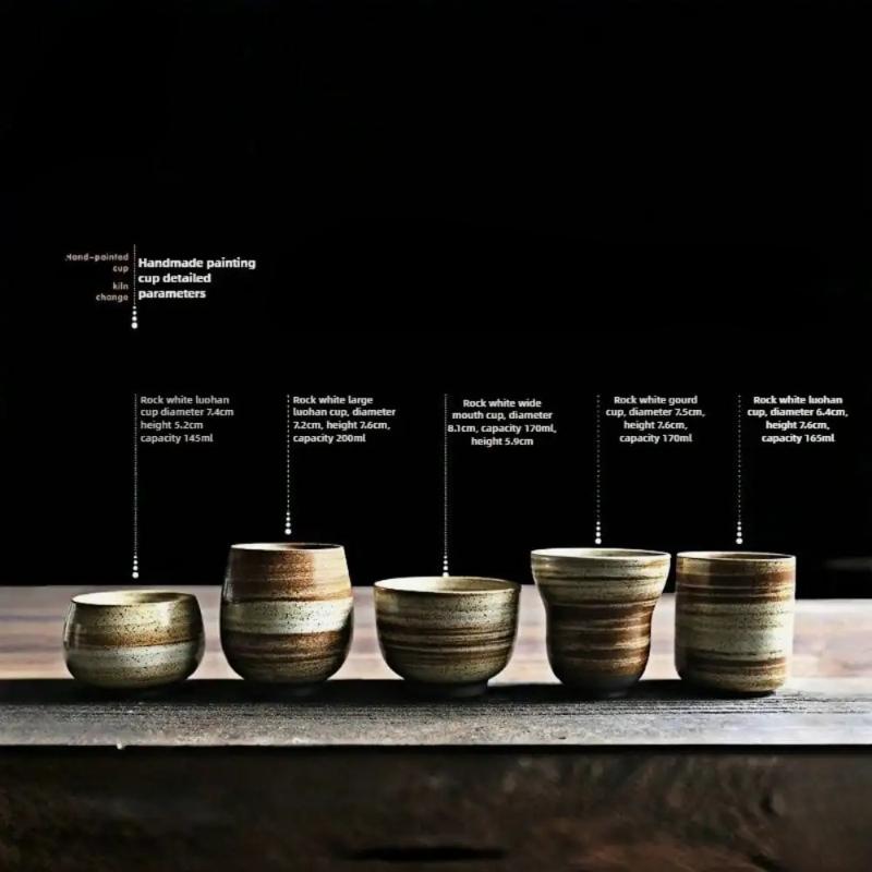 Японская керамическая кружка РакуРучная росписьВинтажнаяКерамическая чашка для чая/кофе 100-200 млНатуральная текстура5 стилейДля дома, отеля, ресторана