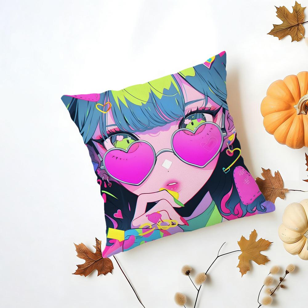 Fashion Pop Art Anime Street Graffiti Cushion Cover Washable Linen Pillowcase Soft  for Daily Sofa Bed Home Room Decor