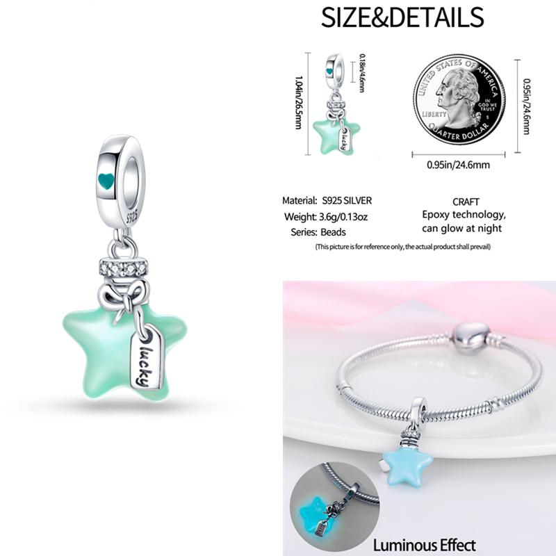Charms Fit Diy Original Bracelet Real S925 Sterling Silver Beads Luminou Pendants Firefly Ocean Series Dangle Fine Jewelry