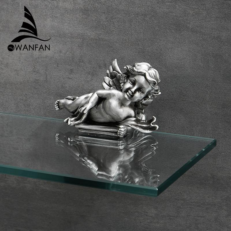 Aluminum Bathroom Glass Shelf Tempered Glass Rectangular 1 Tier Extra Thick Silver Wall Mounted MB-0783B