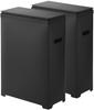 Yamazaki Slim Trash Can with Set of X X H55cm 1527 Lid, Side-Opening, 2, Black, W18.6 D38.6 (per Can), Tower, Slim, Sorting,