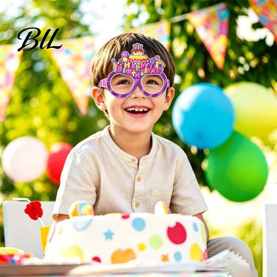 Funny Birthday Accessories for Group Photos 12PCS Party Paper Eyeglasses, Portable Vibrant Colorful Photo Booth Prop, Props Pictures Creative
