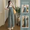 2026 Summer Maternity Fashion: Loose Retro Denim Overalls & Slimming White T-shirt Two-Piece Set