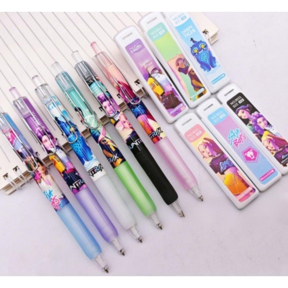 KPOP Demon Huntress Group Push-action Activity Pencil Set with Non-fracturable Lead Pencil Combo Student Supplies