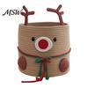 Foldable Storage for Toys Cute Reindeer Cotton Rope Woven Box, Large Capacity Soft Decorative Bin Fabric Basket, Sundries Organizer Nursery