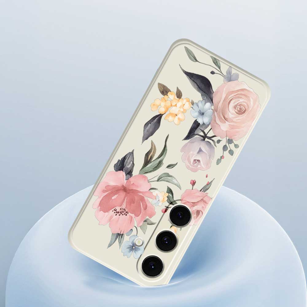 For Samsung Galaxy S25 FE Case Big Flowers Pattern Printing Straight Edge TPU Phone Back Cover