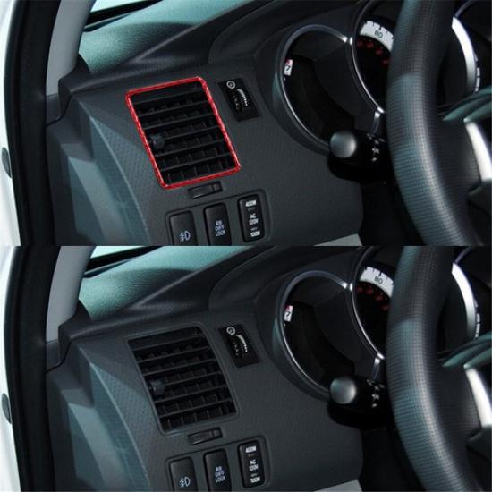 2Pcs Red Carbon Fiber Interior Side Air Vent Outlet Cover Trim For Toyota Tacoma