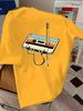 Unisex Classic Cotton Crew Neck T Shirt Retro Color Cassette Tape Pencil Graphic Loose Short Sleeve Vintage Streetwear Daily Tops
