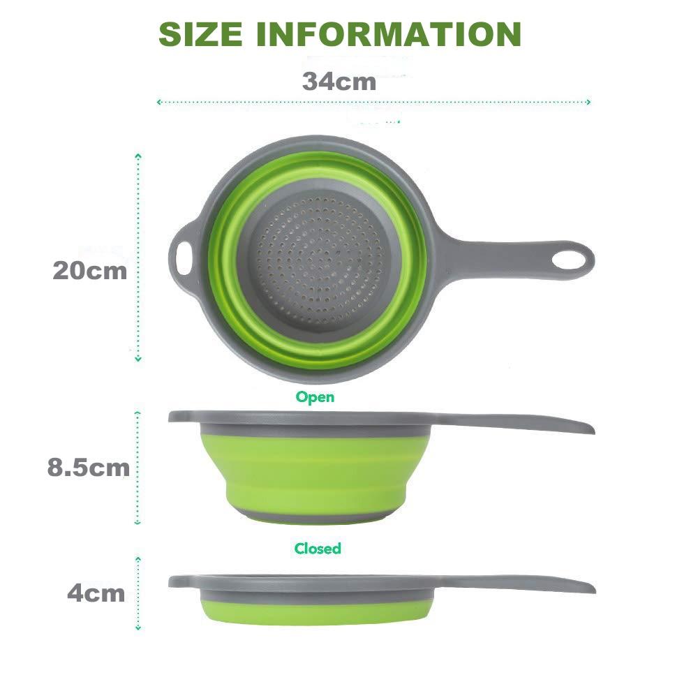 Foldable Silicone Colander Fruit Vegetable Washing Basket Strainer with Handle