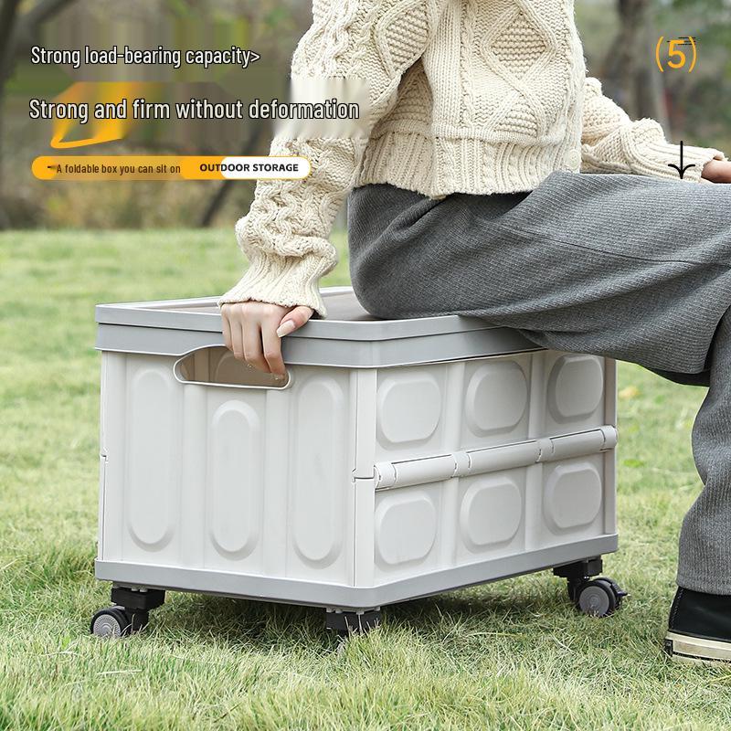 Складной ящик для хранения в багажник автомобиля с деревянной крышкой для кемпинга и пикника