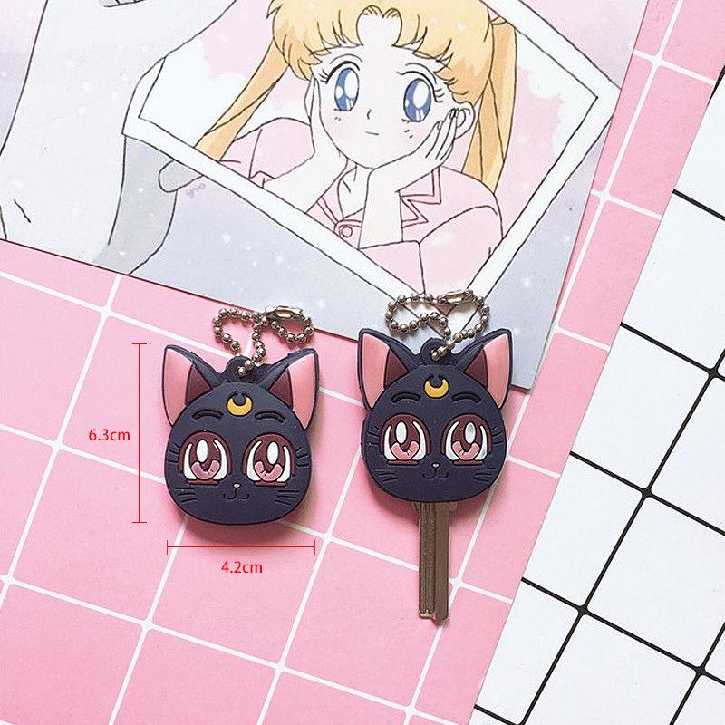 Аниме Сейлор Мун, фиолетовый брелок с котом, милый кулон для косплея, брелок для ключей
