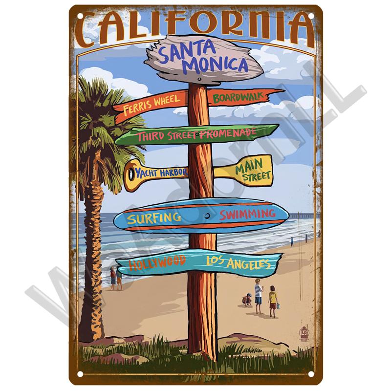 Пляжная жестяная табличка, металлическая табличка, винтажная летняя металлическая настенная табличка, пляжный декор для пляжного бара, пляжного домика, приморская декоративная тарелка