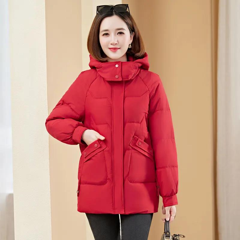 Женская куртка с хлопковой набивкой прямого кроя, простая и универсальная, куртка с пуховой набивкой, утепленная теплая куртка с набивкой