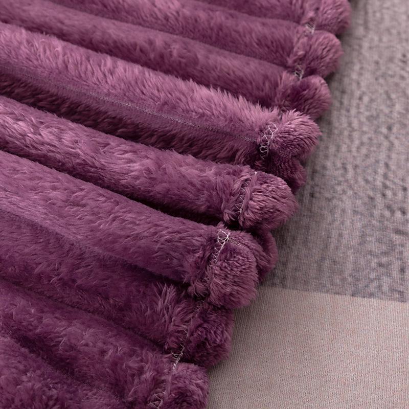 350g Rabbit Fur Stripe Flannel Coral Fleece Nap Blanket