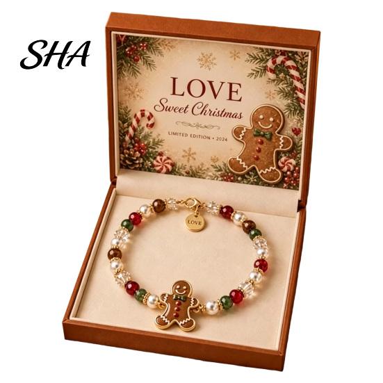 Rust-proof Bracelet Christmas Bracelets for Women, Santa Claus Elk Snowman Tree Alloy Beaded Bracelet, Holiday Jewelry Gifts Stocking Stuffers, Party