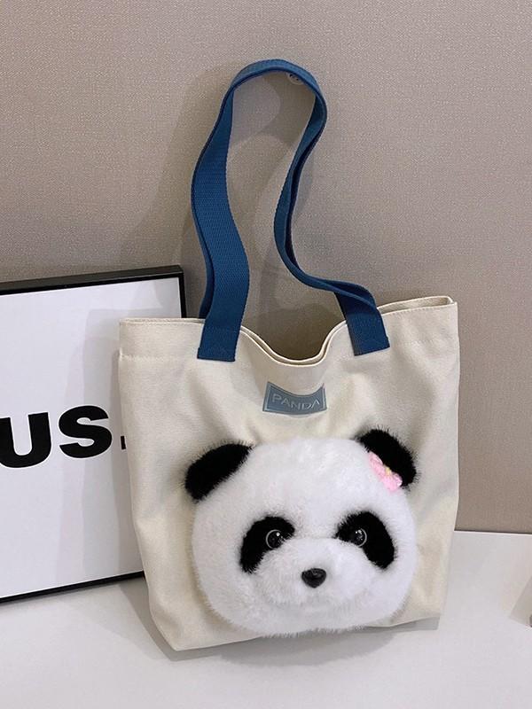 Cute Canvas Shoulder Bag With Zipper Closure For School And Office