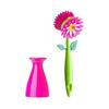 Pink Dish Brush with Vase, 10-Inches, Pink