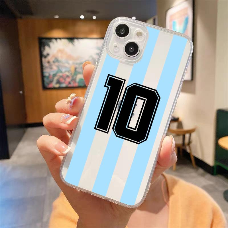 Argentina Soccer 10 Clothing Transparent Phone Case For iPhone 18 14 13 12 mini 11 Pro Max XS X XR SE 7 8 Plus Straight Edge Cover