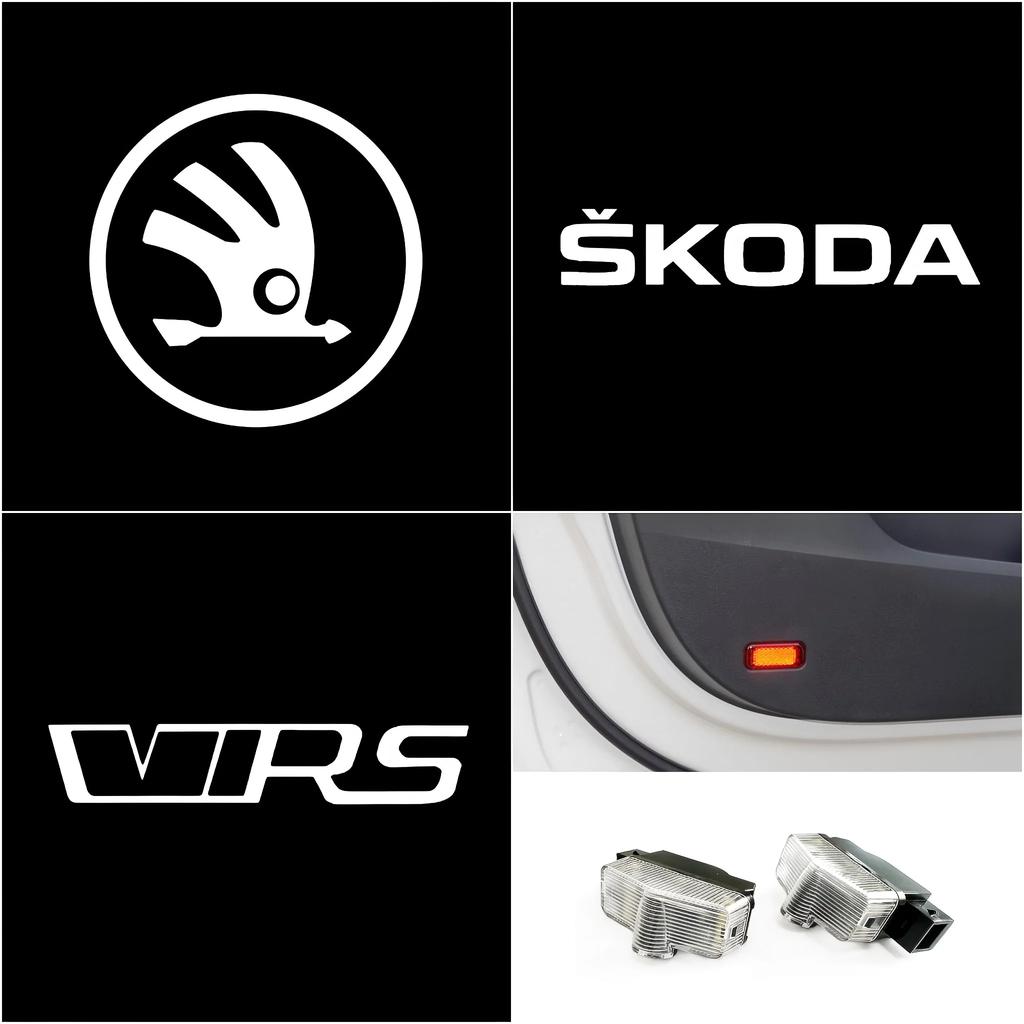 wbglh0 For 2X LED Car Door Light logo Projector Lamp Skoda VRS Octavia A7 2015 -2024 Karoq YETI 2012-2017 Kodiaq 2016-2024 Accessories