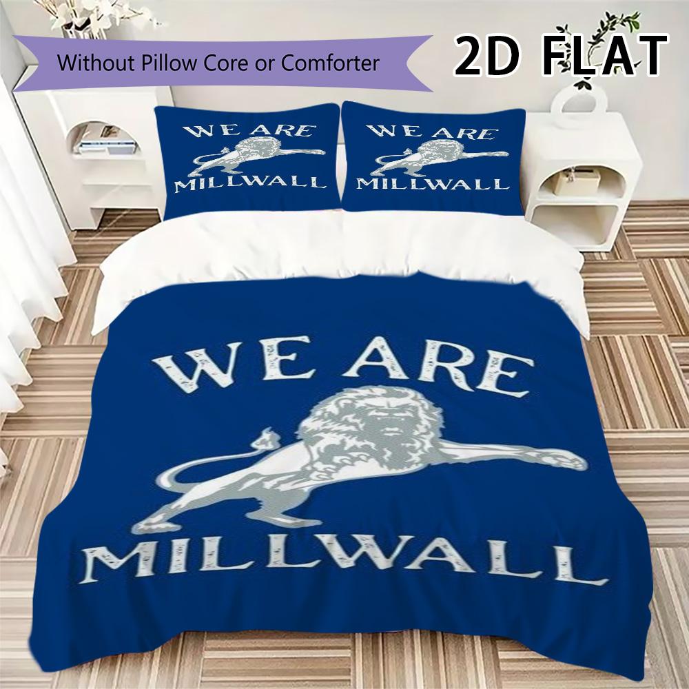 Постельное белье с узором Millwall FC Комплект пододеяльника Наволочка Домашний Декор Подарок на День Рождения (1 пододеяльник + 2 наволочки без наполнителя)