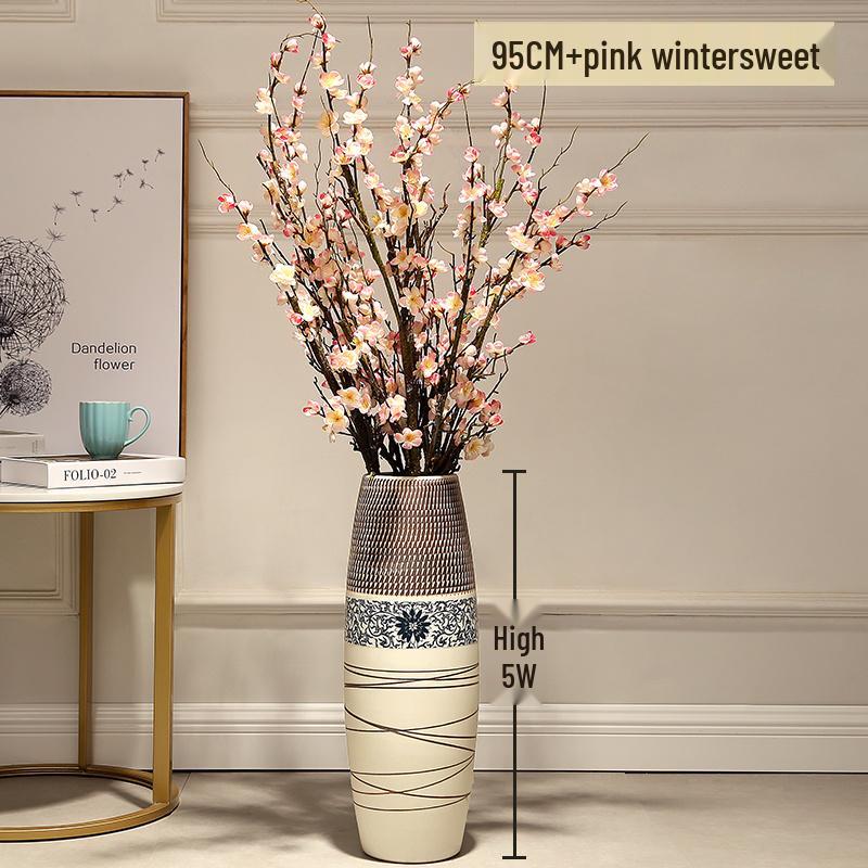 Большая европейско-китайская керамическая напольная ваза для дома и гостиной, цветочный декор