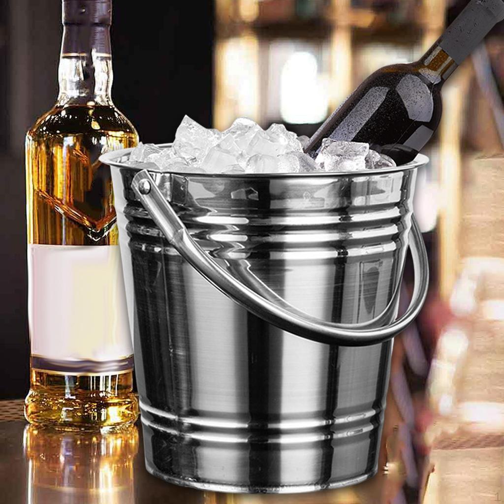 Ice Bucket Beer with Handle Metal Pail Beverage Tub for Family Gatherings Bar Accessories