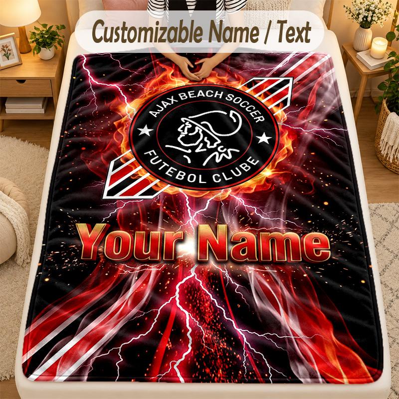 Flannel BlanketAjax Amsterdam Custom Name Text Personalized Soft Warm Throw Blanket Home Decor Gift