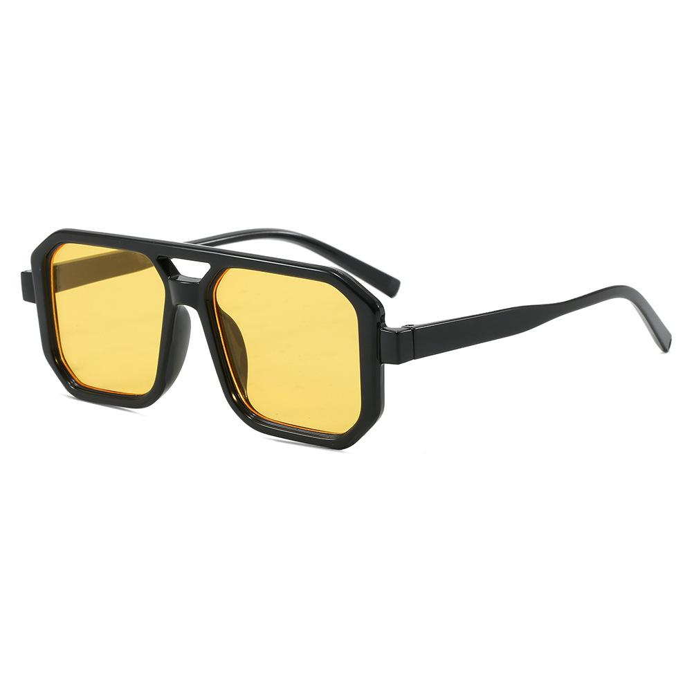 Vintage Oversized Sunglasses Women Retro Brand Big Frame Sun Glasses Female Black Yellow Ins Style Square Glasses