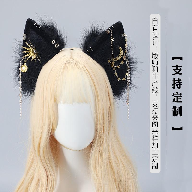 Имитация ушей животных, повязка на голову, ручная работа, комиксы, реквизит для косплея, головной убор, милый плюшевый, для вечеринки, аксессуары для волос, повязка на голову с волчьими ушами