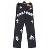 9904 CHROME HEARTS Men's and Women's American Style Trendy Jeans with Fabric Patches, Casual and Fashionable High Street Pants