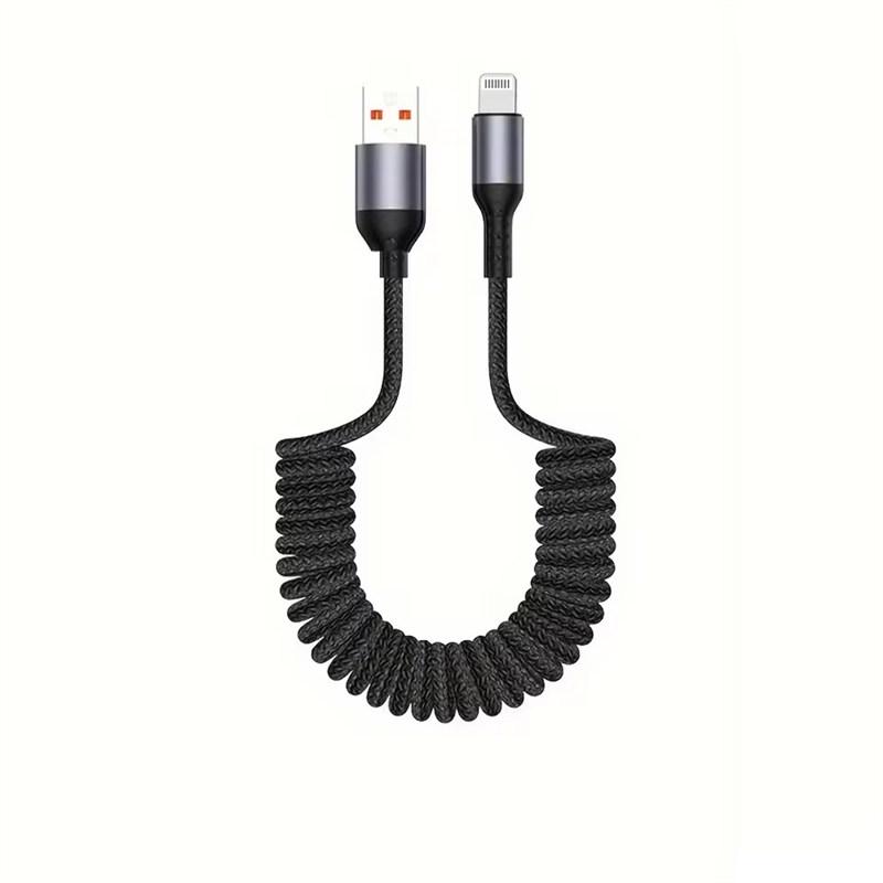 PD 20W USB Type C пружинный автомобильный кабель для быстрой зарядки для iPhone 14 13 12 11 Pro Max USB C кабель для передачи данных для iPad USB C провод