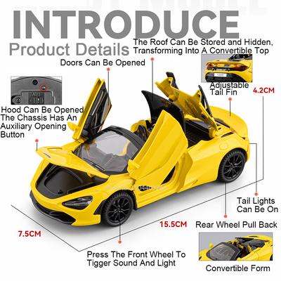 1:Масштаб 32 720S Senna Модель автомобиля Игрушка Металлическая литье под давлением Резиновые шины Изысканный интерьер Модели суперкаров Инерционный Механизм Дети Игрушки