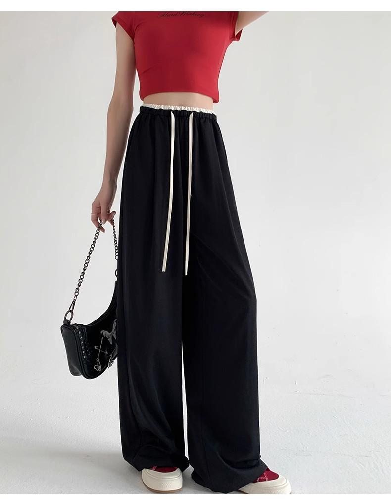 Women's Plus-Size High-Waisted Ice Silk Wide-Leg Pants - Summer Slimming & Loose Fit