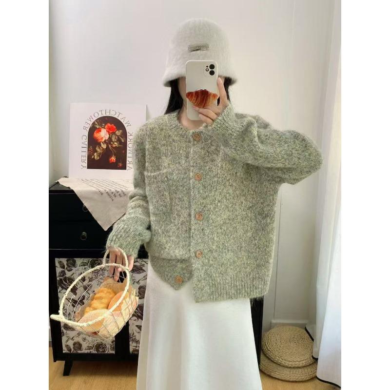 Кардиган вязаный с цветочным узором, женская одежда, осень и зима, новый ленивый ветер, свободный, ретро свитер-жакет для женщин
