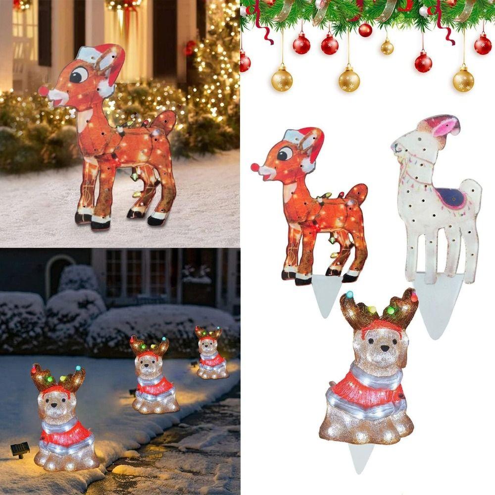 New Realistic Christmas Light-Up Ornaments Acrylic Creative Yard Sculpture Light With Light Christmas Dog Light String