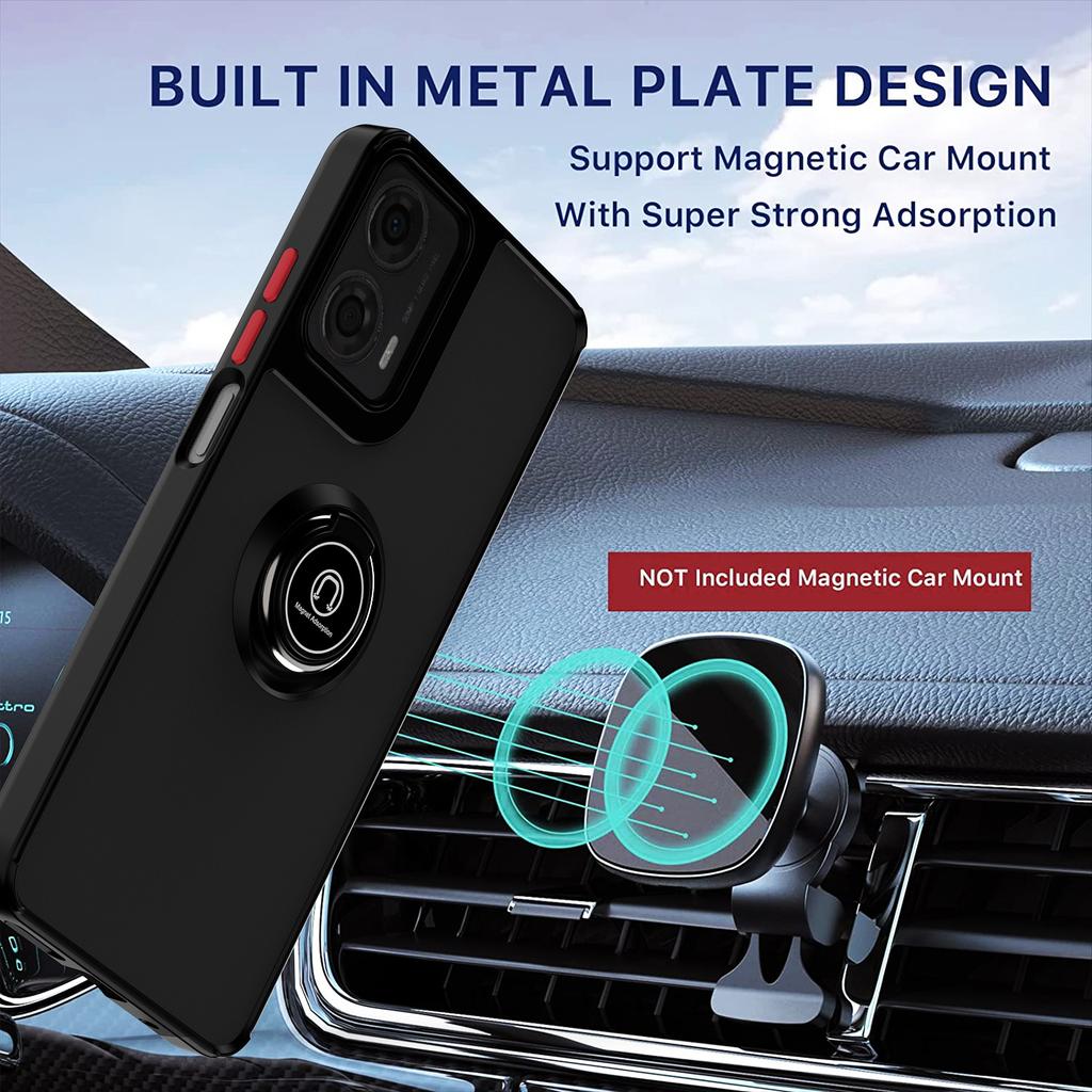 Для Motorola Moto G04 G24 Чехол с кольцом Магнитный держатель Стенд Coque Funda Ударопрочный Матовый ПК Броня Чехол для телефона