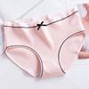 Women Panties Thread Bow Decor Mid Waist Elastic Cotton Underpants Seamless Max