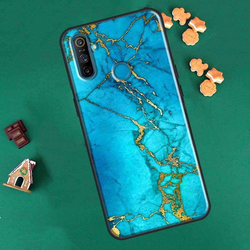 Чехол Teal Blue Gold Agate Marble для Realme GT Neo 2 7 8 Pro 8i 9i C3 C21 для OnePlus 10 Pro 9 Pro Nord2 8T 9R