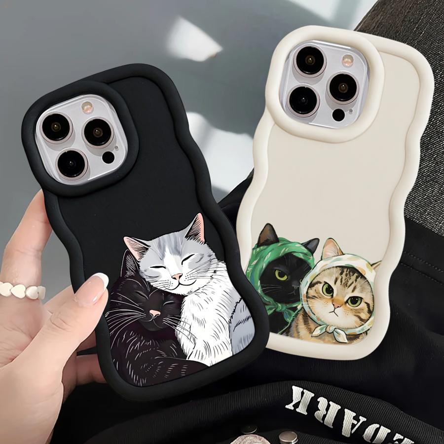 Чехол для iPhone 12 XR 16 Pro Max 11 8 14 13 17 Air 15 Plus Мягкая накладка на телефон Милый кот