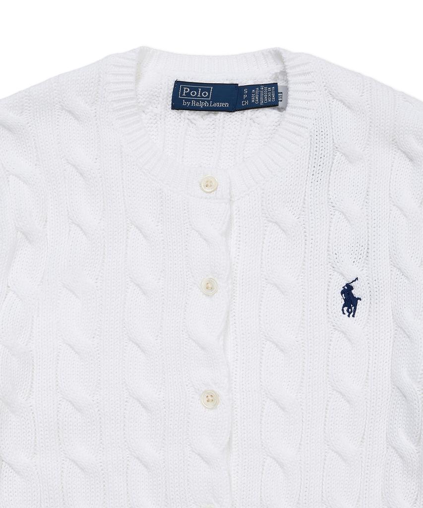Polo Ralph Lauren Cable Knit Cotton Crew Neck Cardigan - White