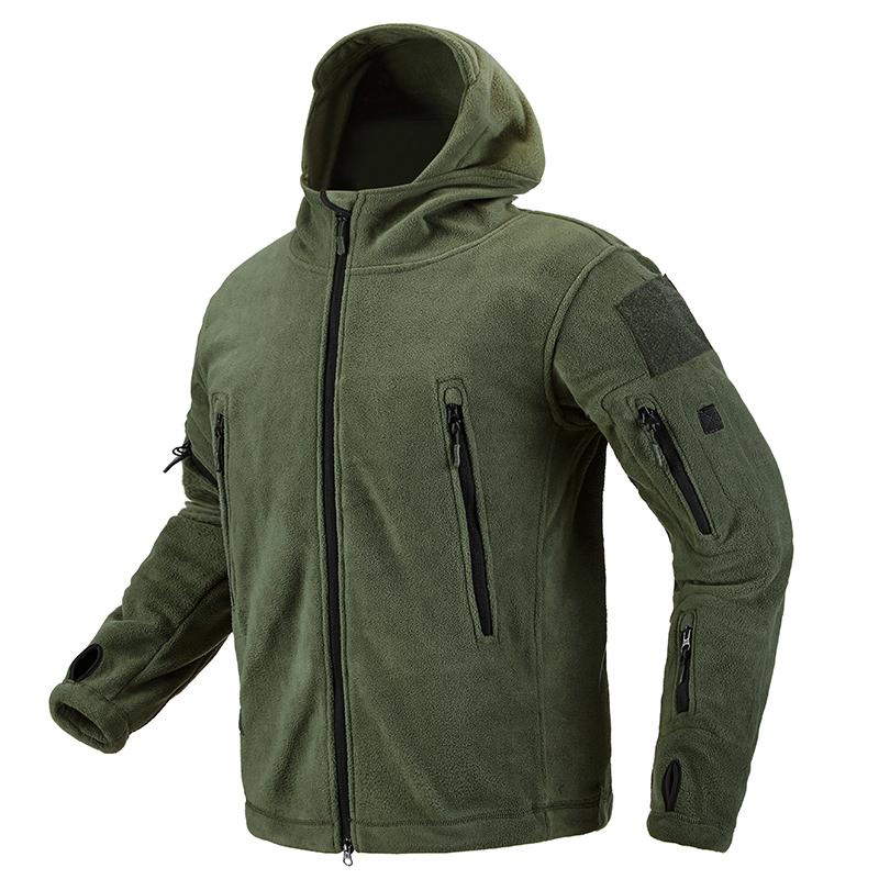 Tactical Fleece Jacket Men Winter Warm Hooded Military Jacket Casual Outdoor Hiking Hoodie Outerwear Coat with Many Pockets