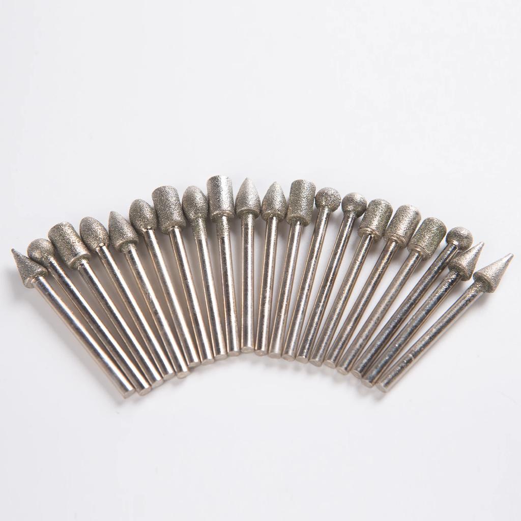 Набор из 20 алмазных фрез, вращающийся инструмент для резьбы по камню с хвостовиком 1/8 дюйма для камня, керамики, стекла, резьбы, полировки, гравировки