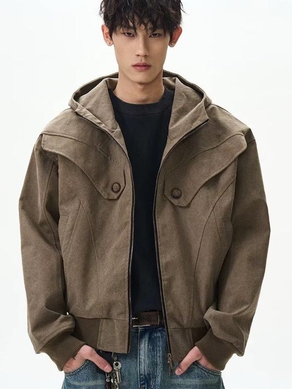 Мужская ретро-куртка Харрингтон с заклепками - Повседневная свободная посадка для весны и осени