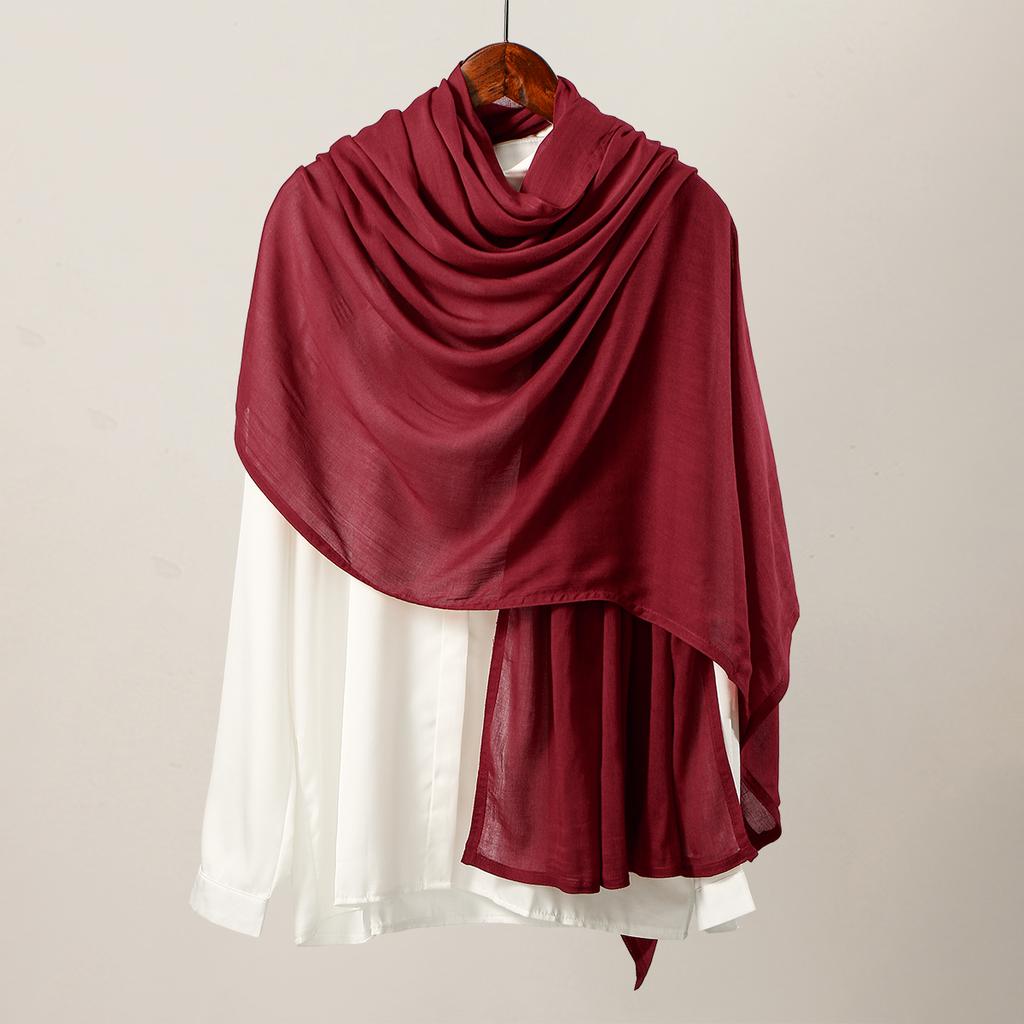Хлопок Район Модал Хиджаб Шарф Однотонный Головной платок Накидки Большой размер Однотонные Шали Мусульманский Женский Хиджаб Исламский Тюрбан Повязка на голову 190*85см