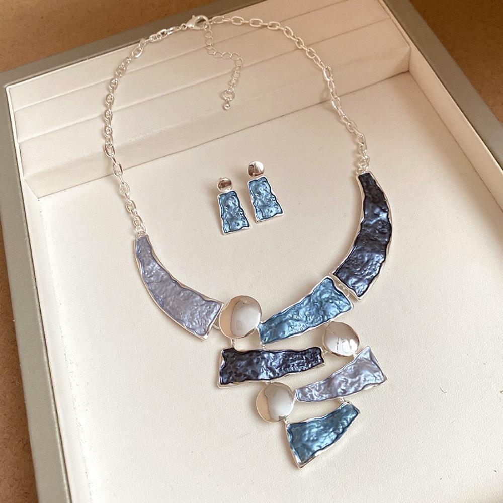 Преувеличенный женский набор ожерелья и серег, цепочка на ключицу, разноцветный набор украшений, для повседневной носки