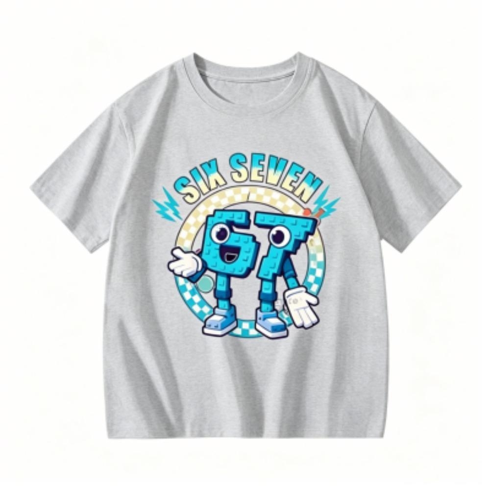 Summer Men's Clothing Six Seven 67 Print T-shirt Men's and Women's Casual Tees Tops Fashion Men's O-Neck Short Sleeve T-shirt